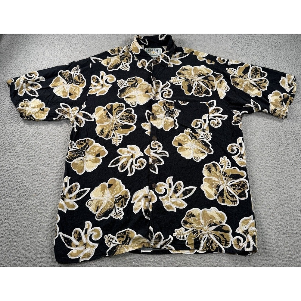 Vintage Hawaiian Shirt Mens Large Hana Bay Rayon Aloha Camp Shirt Tropical Surf